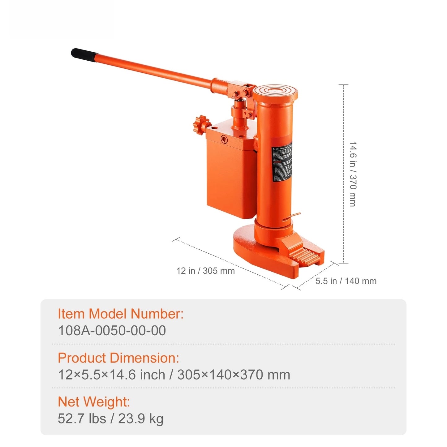 SucceBuy Hydraulic Toe Jack 2.5 Ton On Toe Toe Jack Lift 5 Ton On Top Lift Capacity Machine Jack 0.8-5.3 in