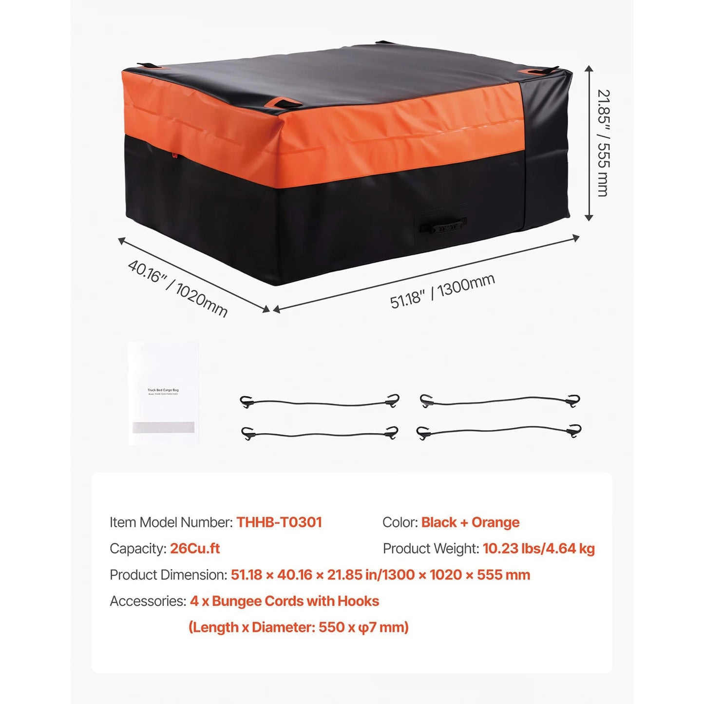 SucceBuy Hitch Cargo Carrier Bag Waterproof 840D PVC 57.48 x 19.49 x 23.82 in Heavy Duty Cargo Bag for Truck Bed Storage for Car