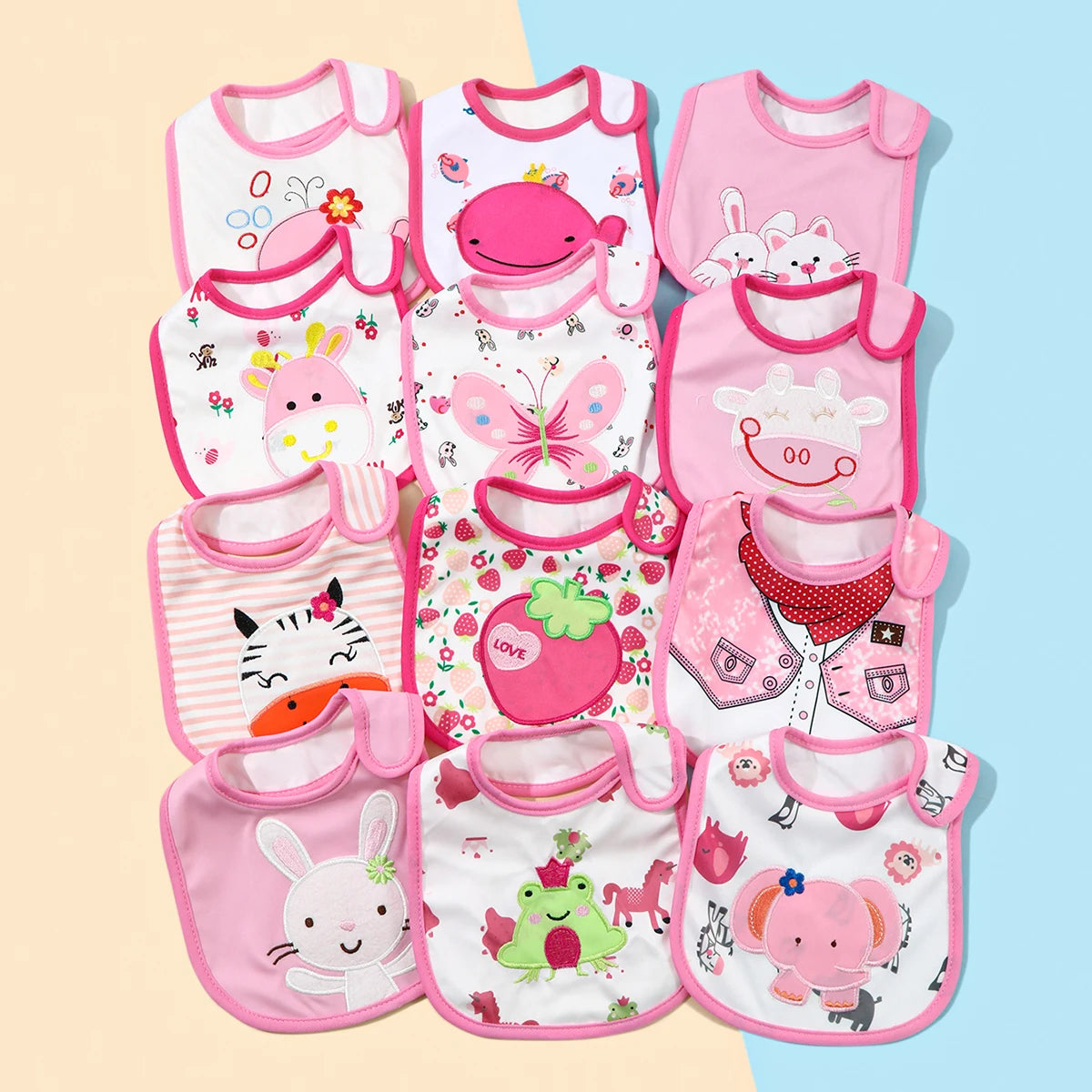 Random 5pcs/set Baby Girl Boy Feeding Bibs Waterproof Apron Cartoon Towel Kids Toddler Dinner Burp Cloths
