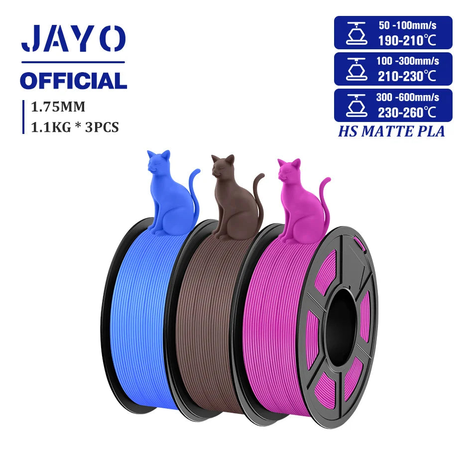 JAYO PLA Classic 1.75mm 3D Filament High Speed Matte PLA Filament For FDM 3D Printers 600mm/s High Speed Printing Materials