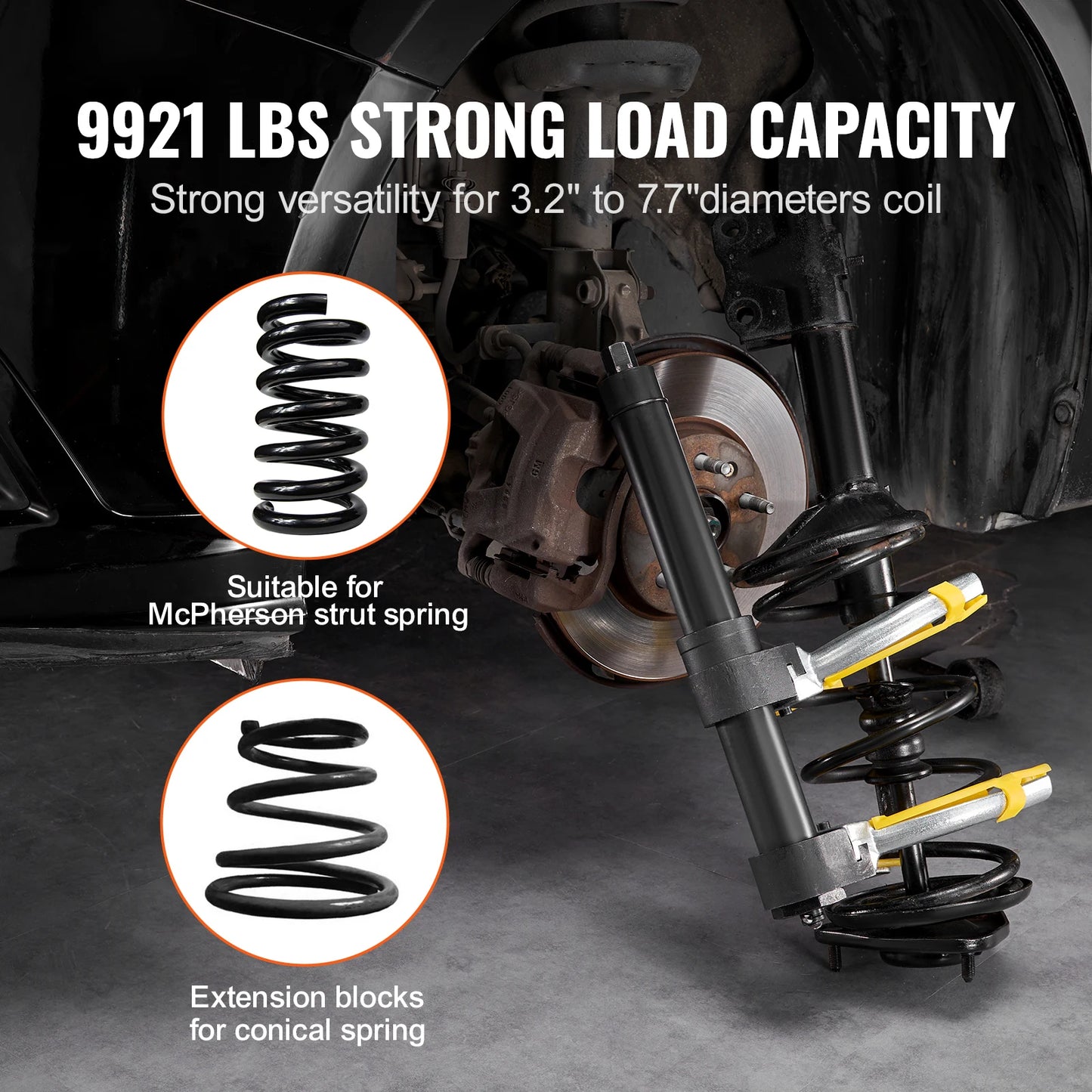 SucceBuy Strut Spring Compressor Set Macpherson Strut Spring Compressor Interchangeable Fork Strut Coil Extractor Remover Tool