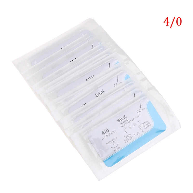 12Pcs 2/0 3/0 4/0 5/0 Medical Needle Suture Nylon Monofilament Thread Suture Practice Kit Teaching Demonstrations Exercises