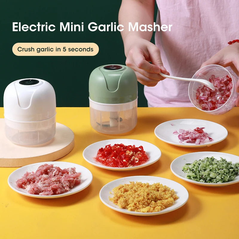 Mini Electric Garlic Grinder for Baby Food Multifunctional Meat Grinder USB Rechargeable Home Kitchen Vegetable Chopper