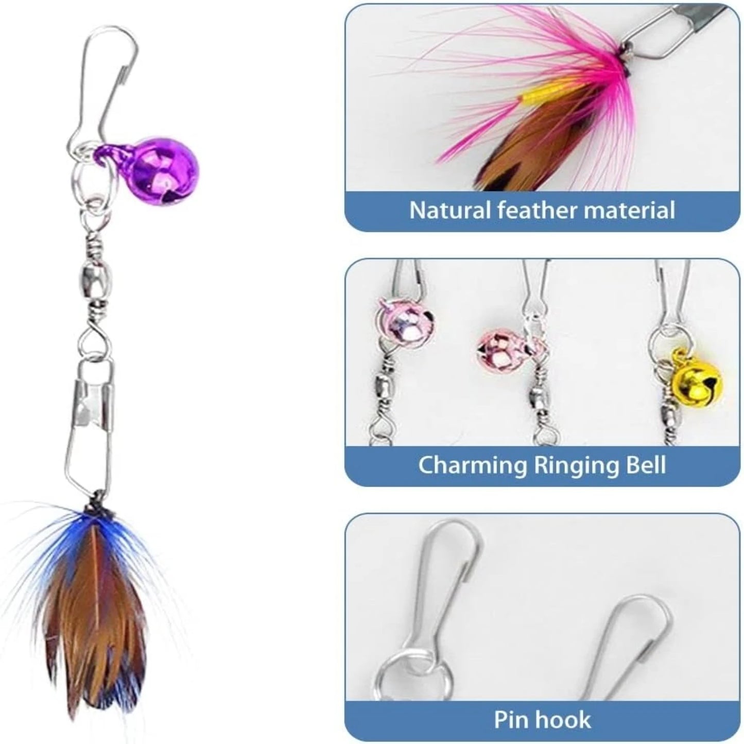 Soft and Interactive Fluffy Cat Feather Toys - Keep Your Curious Kittens and Cats Happy and Active with 5PCS of Refreshing Refil