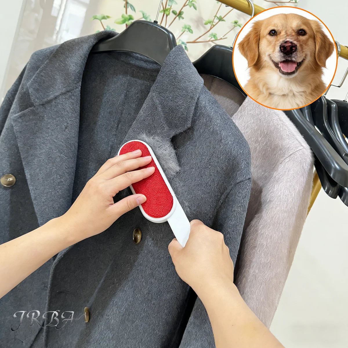 Self-cleaning Lint Sticking Roller 2 Sides Dedusting Brush Pet Hair Remover Brush Removing Dog Cat Hair from Sofa Carpet Clothes