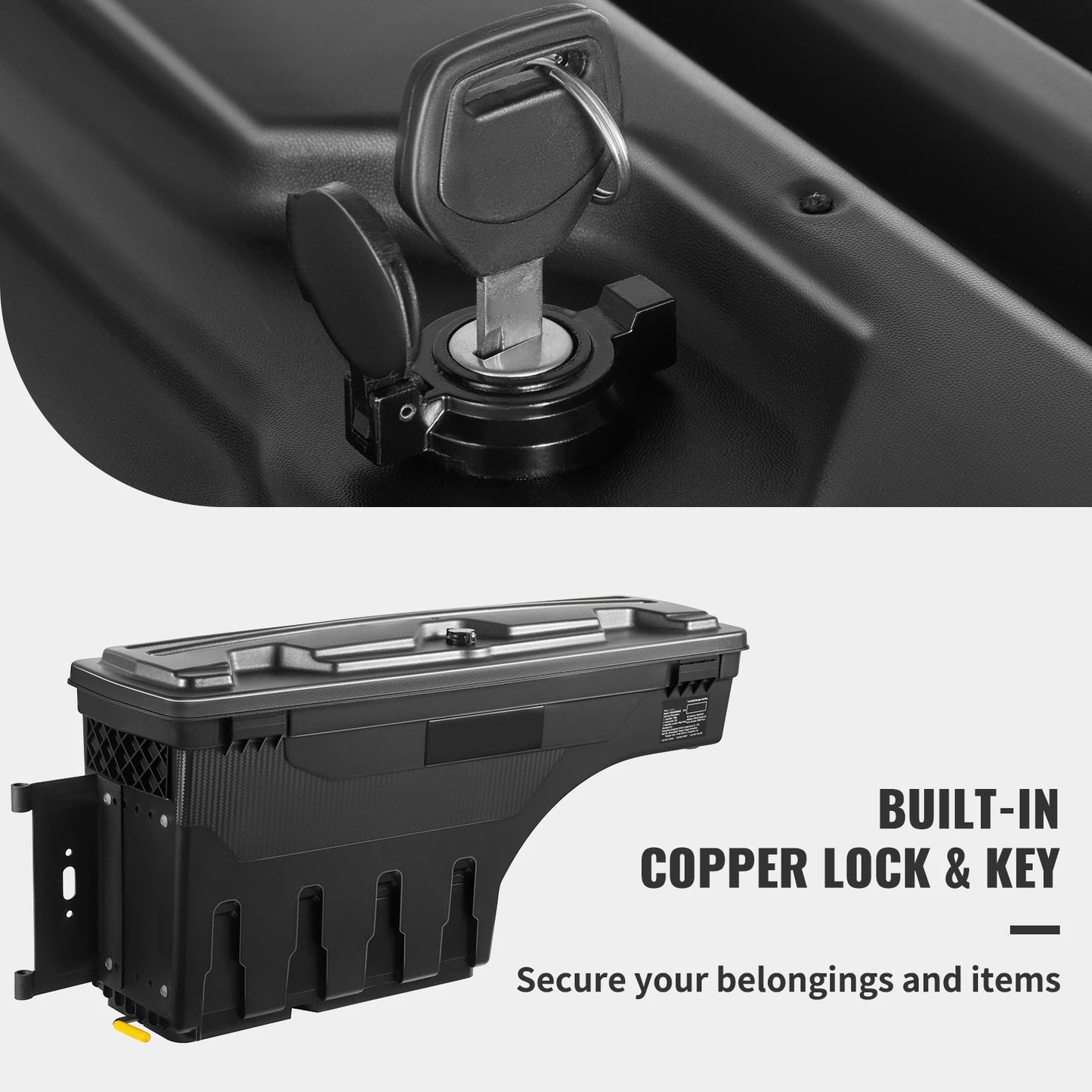 SucceBuy Truck Bed Storage Box Lockable Lid Waterproof ABS Wheel Well Tool Box 6.6Gal Compatible with Chevrolet 1500 2019-2020