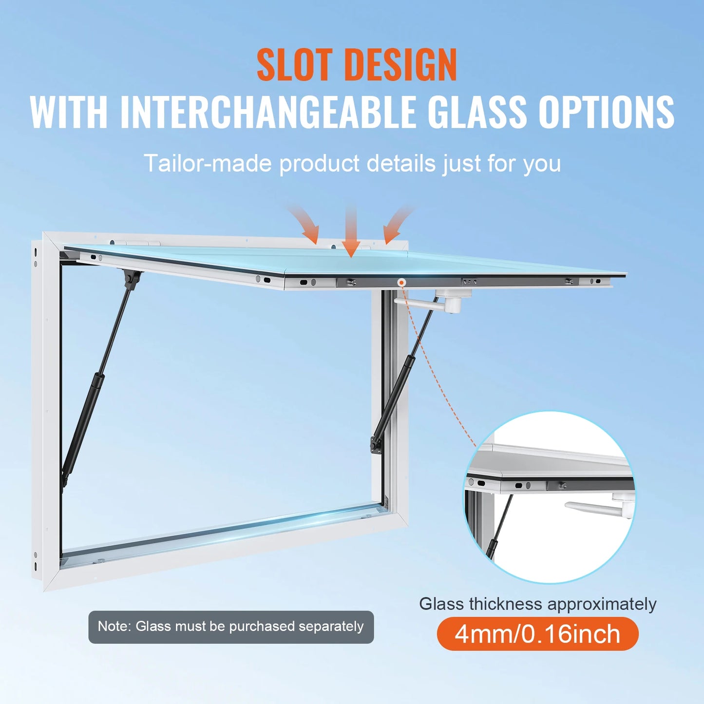 SucceBuy Concession Window Aluminum Alloy Awning Door & Drag Hook  Up to 85 Degrees Serving Window Door for Food Trucks
