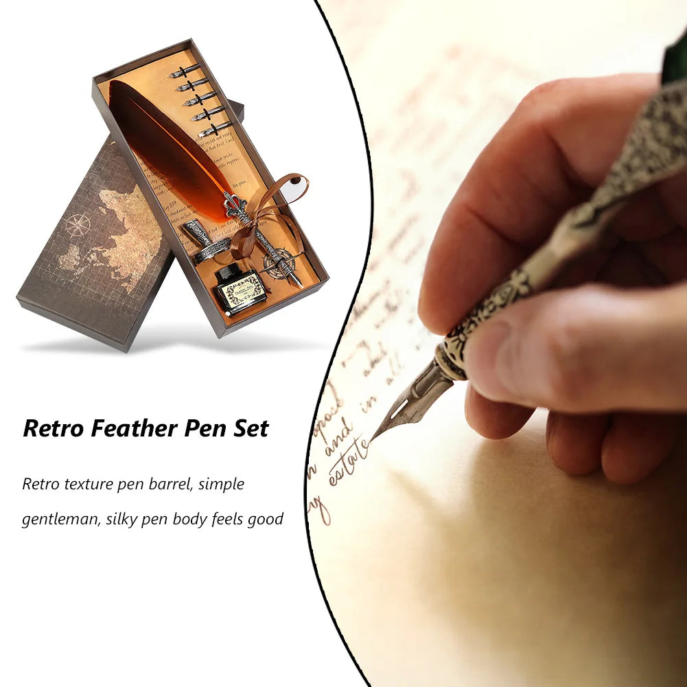 Silky Fountain Pen European Style Retro Feather Pen Graduation Birthday Office Signature Gift Calligraphy Stationery
