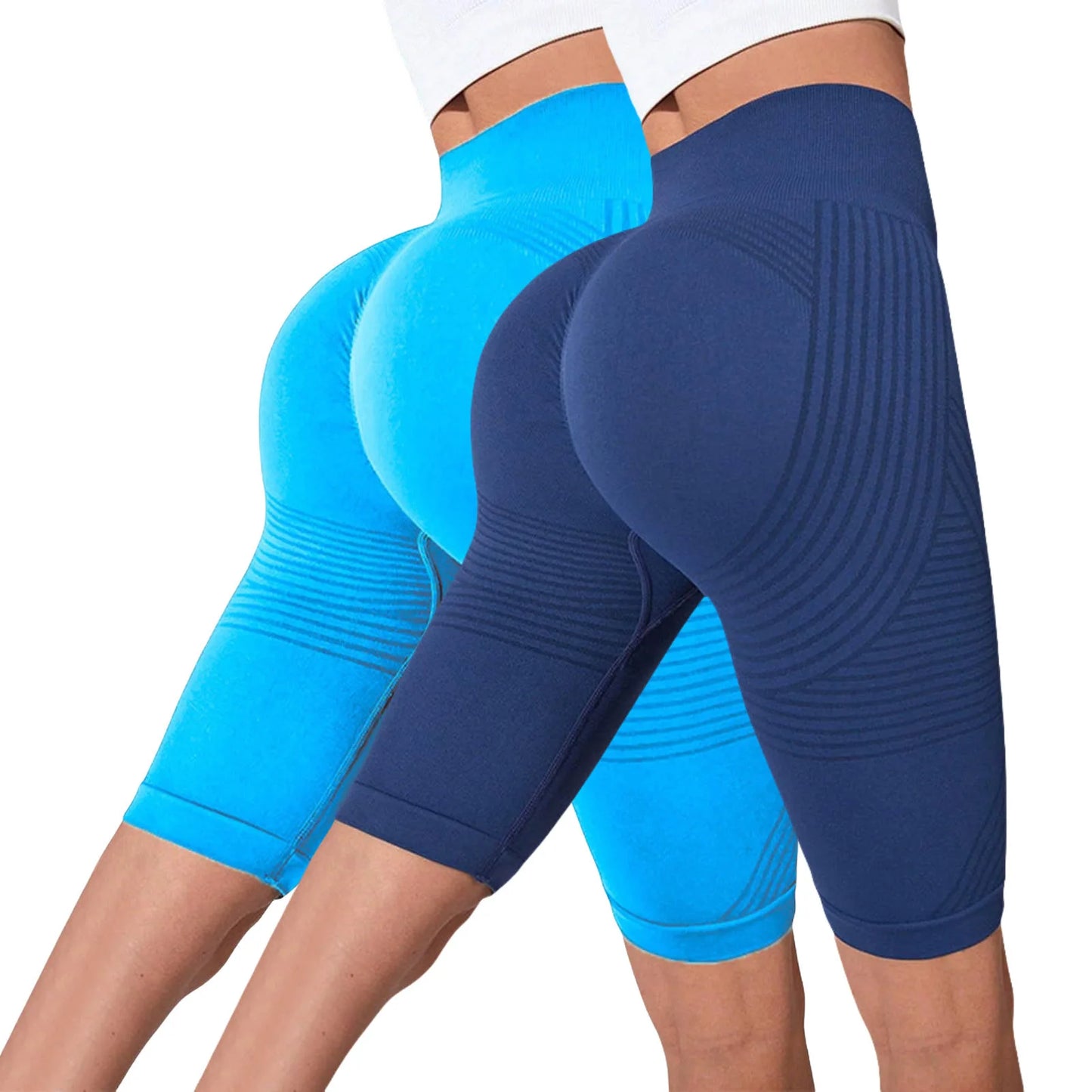 2-Pack of European and American hot-selling seamless hip-lifting fitness pants, belly-tight high-waisted peach hip yoga shorts
