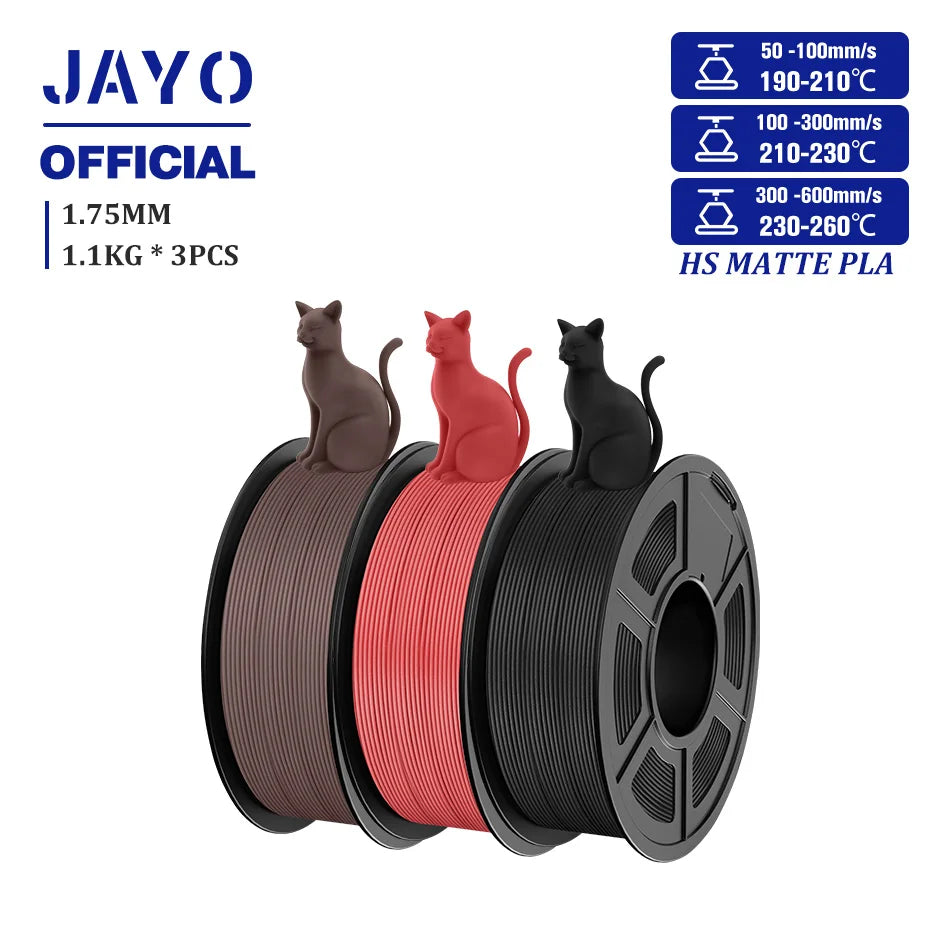JAYO PLA Classic 1.75mm 3D Filament High Speed Matte PLA Filament For FDM 3D Printers 600mm/s High Speed Printing Materials