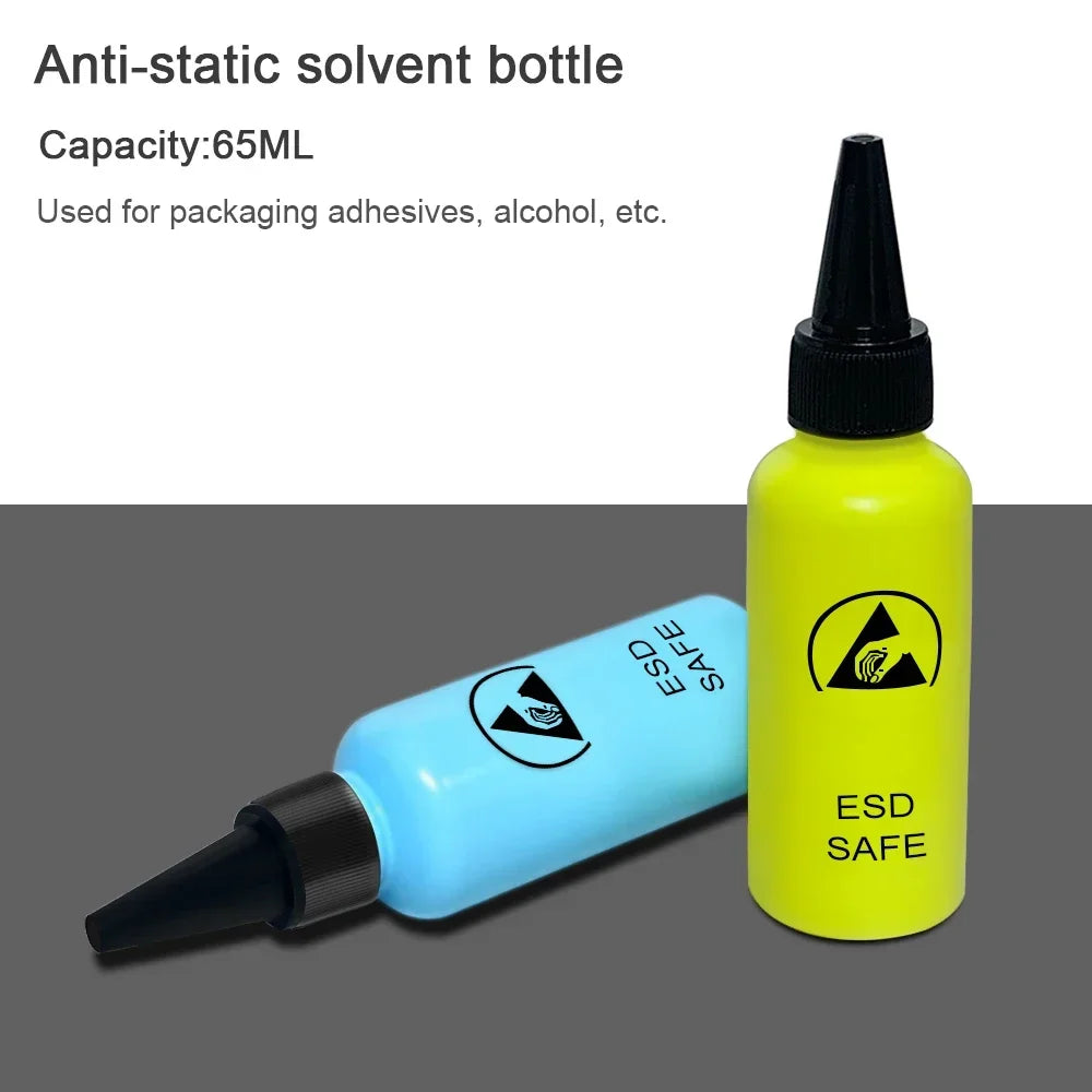 Alcohol Bottle, Solvent Dispensing, Mobile Phone Repair, Anti-Static Leak-Proof, with Needle, 65ML