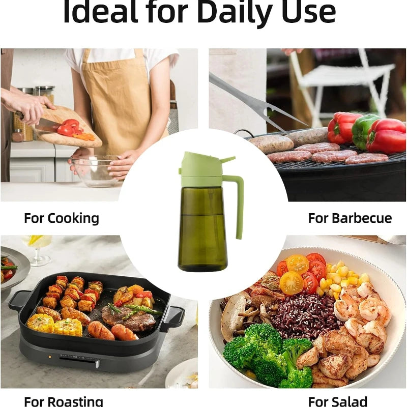 Oil Spray Bottle Oil Cruet Dispenser  Kitchen Items and Accessories 500ml Oil Spray for Cooking Plastics Spray Pour Camping BBQ
