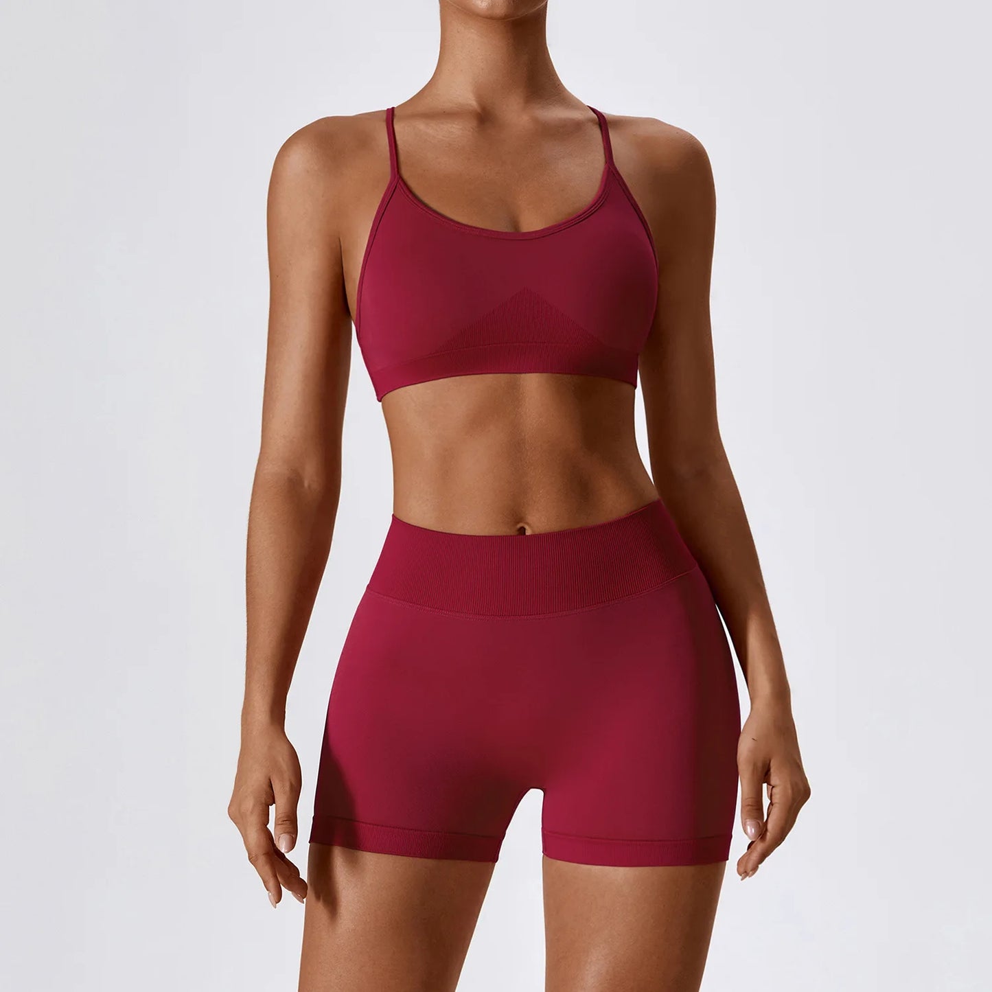 Seamless Women Yoga Suit 2pieces Fitness Gym Clothing Sports Set Sports Underwear High Waist Shorts Gym Workout Running Yoga Set