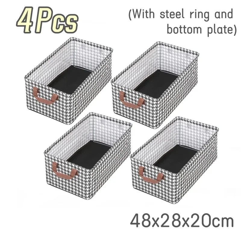 Extra Large Fabric Storage Bins Metal Frame Rectangle Clothes Pant Organizer Baskets Closet Storage with Carrying Handles