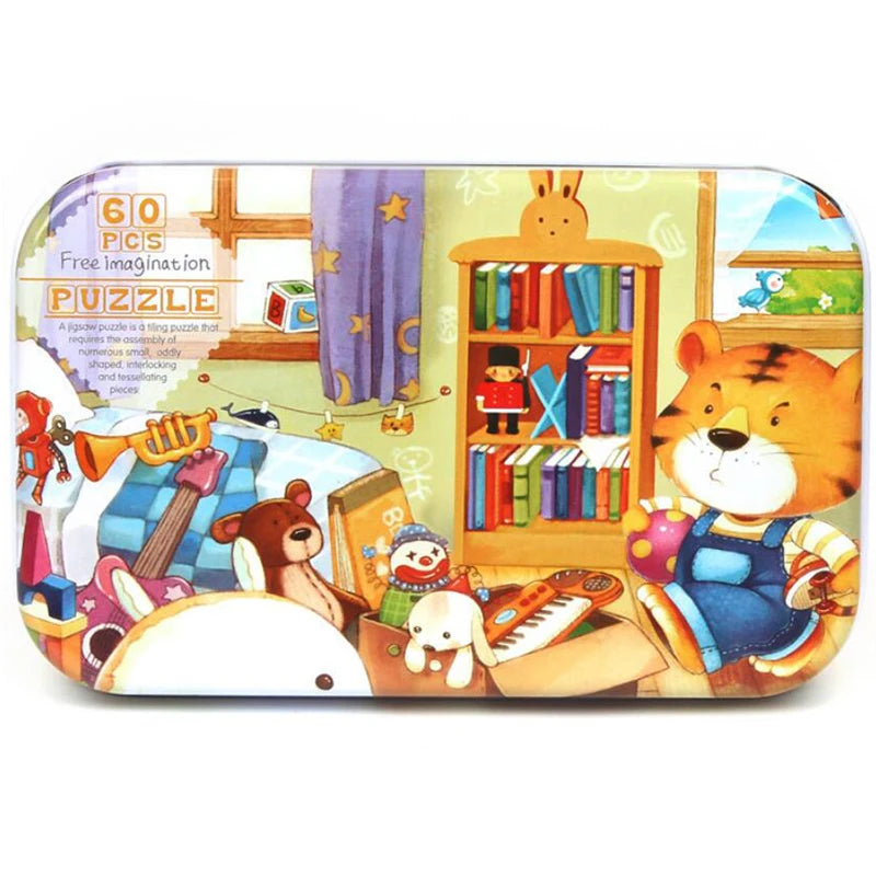 1pc 60piece Jigsaw Puzzle for Kids Educational Toys Children Cartoon Animal Puzzles Intellectual Development Montessori Games