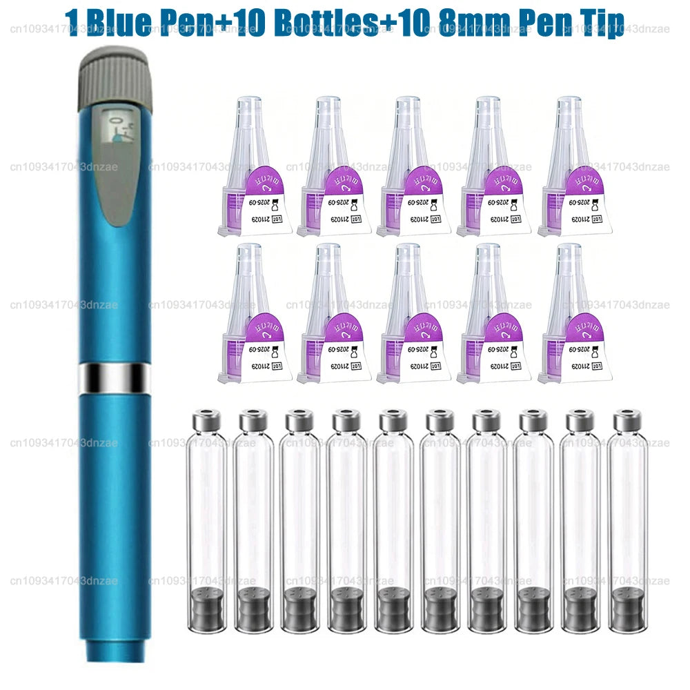 Reusable Injection Pen Magic Pen Kit+3ml Sterile Cassette Bottle Cartridges+32/31G 4/6/8mm Disposable Pen Tip for Lilly Insulin