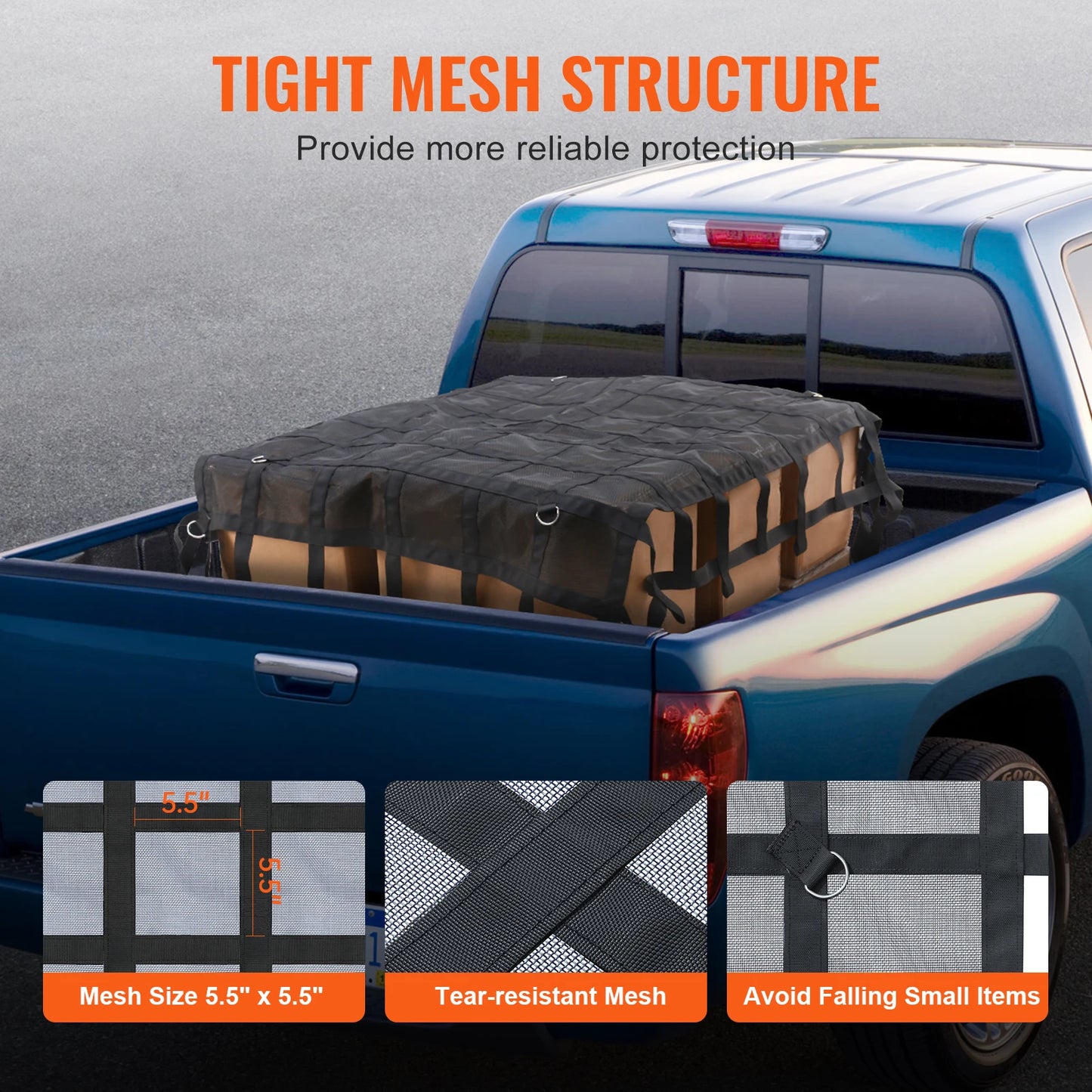 SucceBuyCar Ceiling Cargo Net Truck Bed Storage Net with 4 Adjustable Straps&S-Hooks Pocket Mesh Car Roof Organizer for SUV Jeep