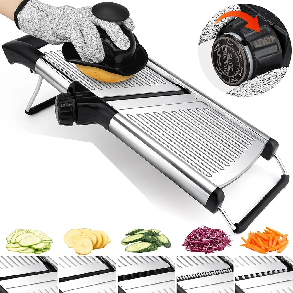 LMETJMA Mandoline Food Slicer Adjustable Mandoline Slicer Stainless Steel Mandolin Vegetable Chopper Vegetable Slicer Julienner