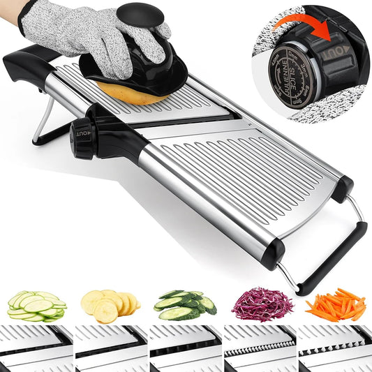 LMETJMA Mandoline Food Slicer Adjustable Mandoline Slicer Stainless Steel Mandolin Vegetable Chopper Vegetable Slicer Julienner