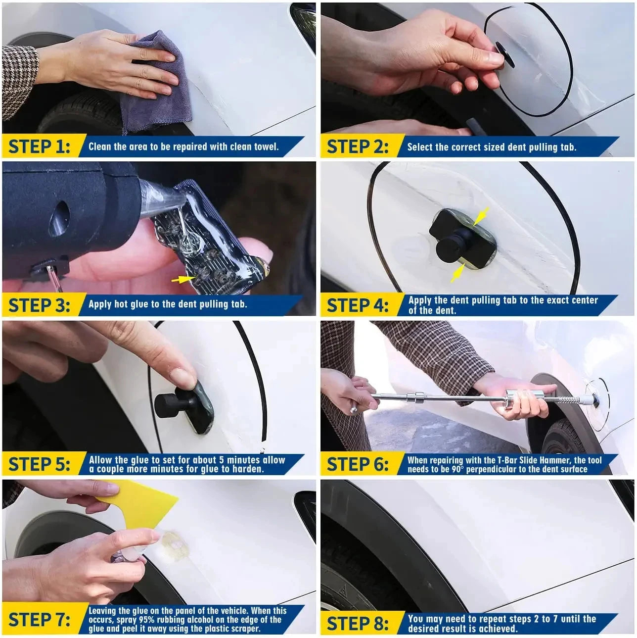 Super PDR Professional Dent Repair Tool Paint-free Dent Repair Tool Car Hail Dent Removal Kit Suction Cup Dent Puller Tool Set