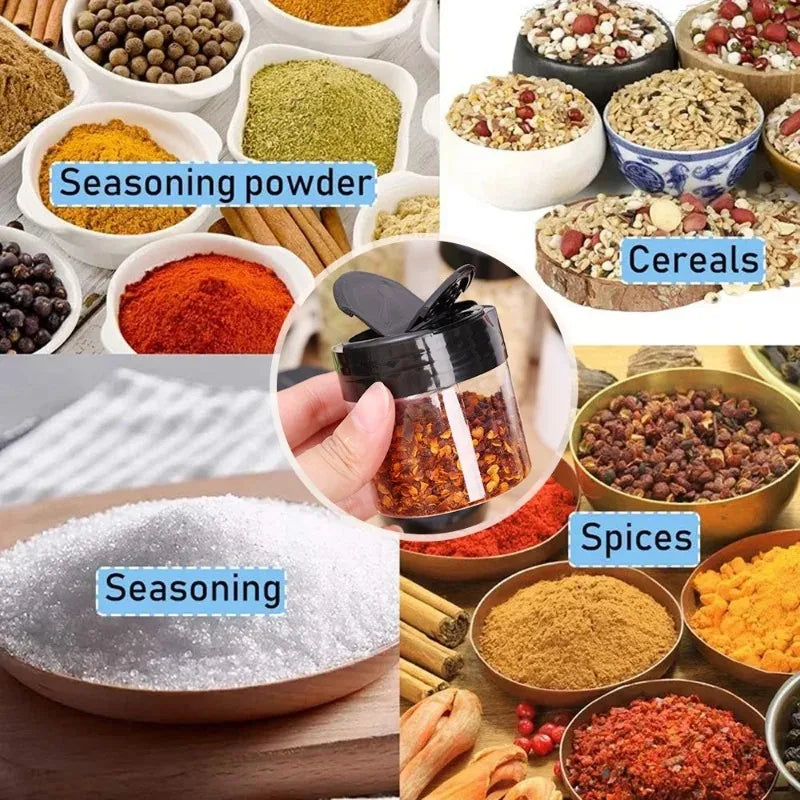 1/12x Plastic Spice Jars with Shaker Lids Transparent Safety Plastic Bottles for Home Kitchen Storing Spices Seasoning 2030