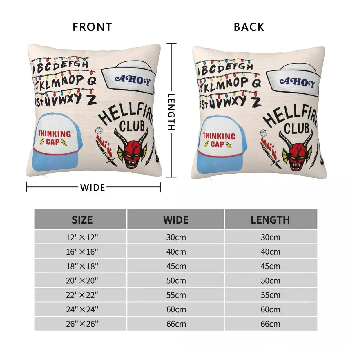 VIKAMA Stranger Sticker Square Throw Blanket  Zippered Throw Cover  Home Living Room Bedroom Sofa Decorative Cushion Cover