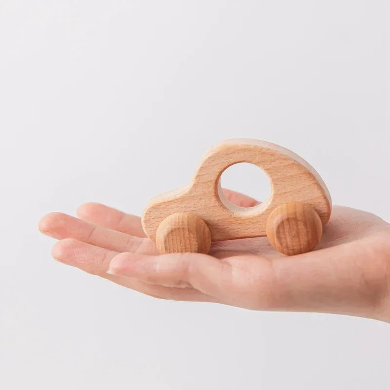1pc Baby Wooden Car Toys Beech Stacking Blocks Cartoon Educational Montessori Toys For Children Teething Baby Birthday Gifts