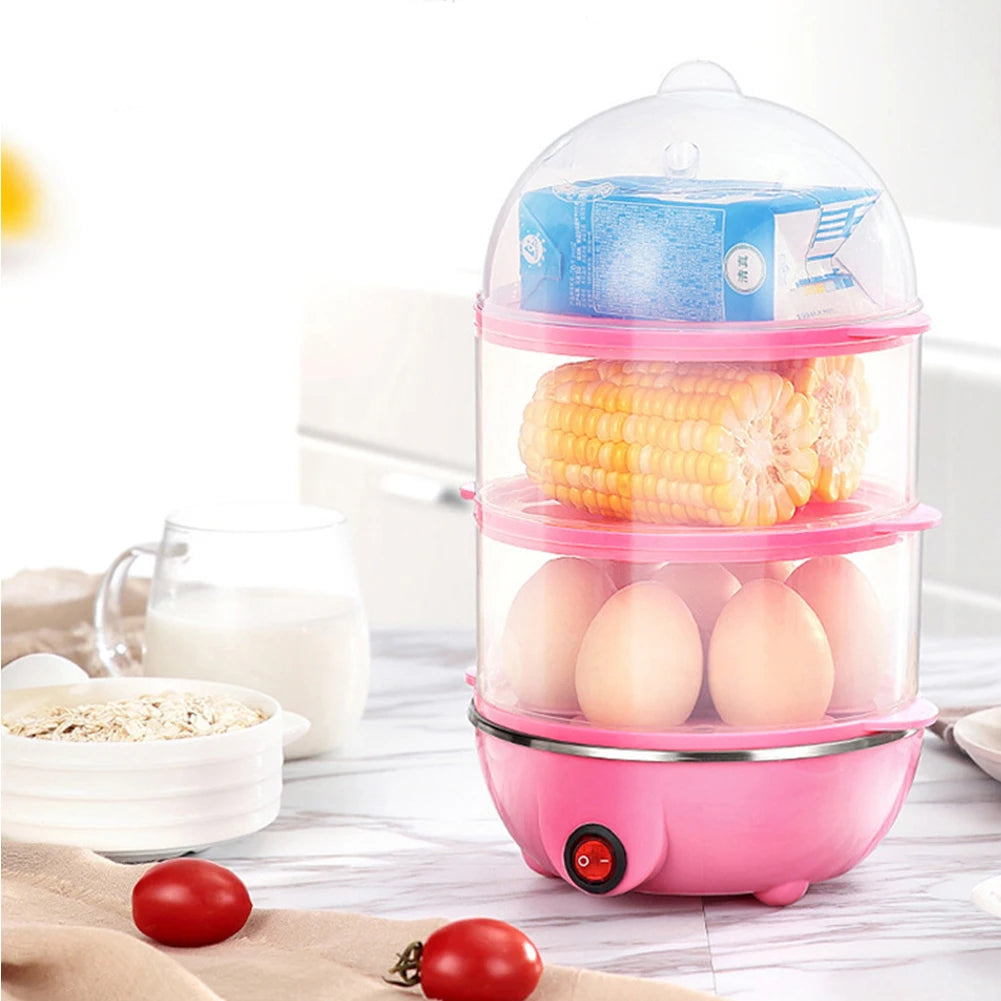 220V Electric Egg Boiler Rapid Heating Multifunctional Egg Cooker Auto-Off Portable Milk Steamer for Cooking Breakfast Machine
