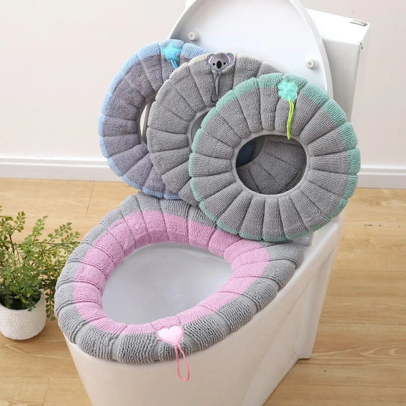 1pcs Thicker Bathroom Toilet Seat Cover Pads Soft Comfortable Toilet Seat Cushion Cover Stretchable Toilet Seat Warmer Easy Inst