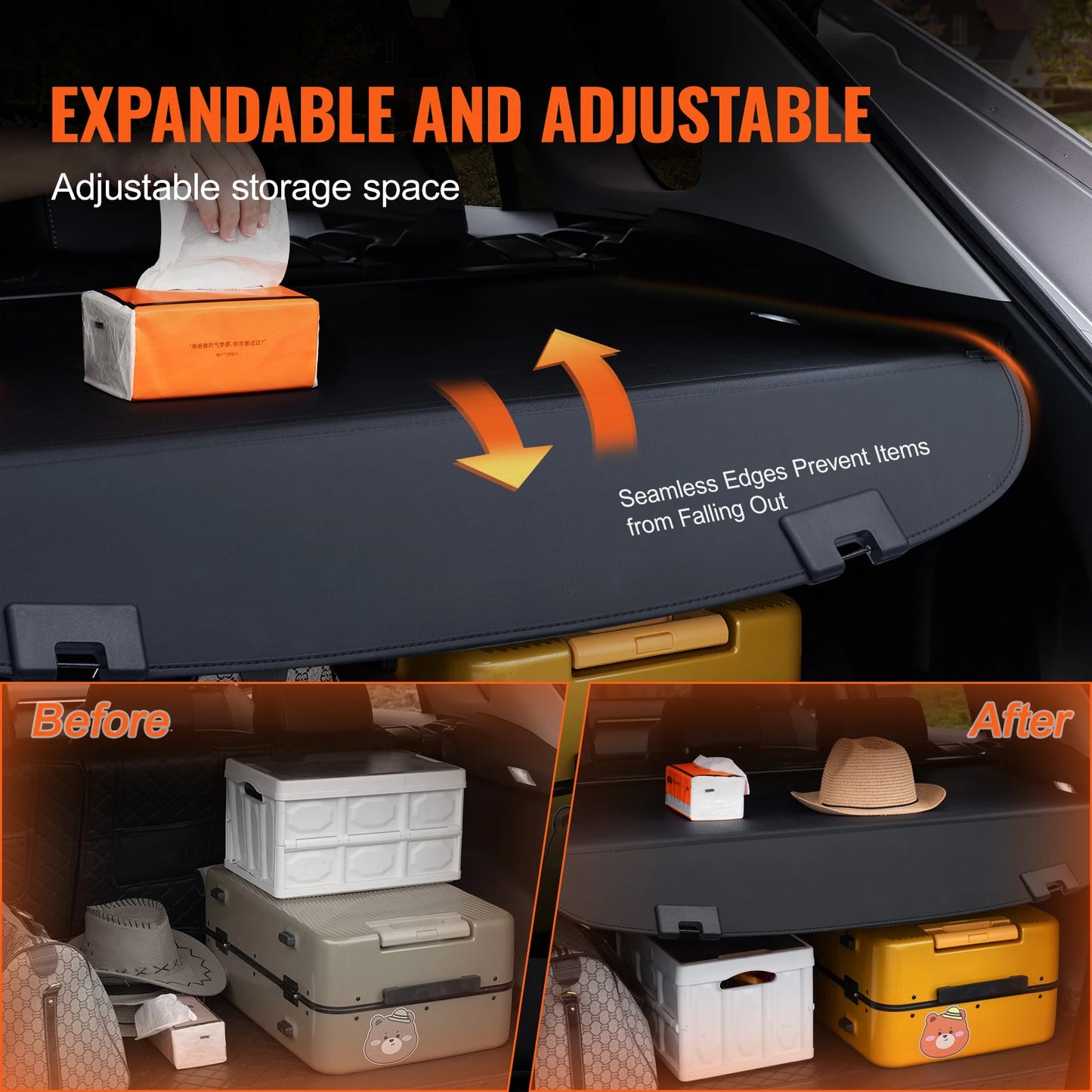SucceBuy Retractable Cargo Cover Upgraded Waterproof Trunk Cover Security Shield Shade to Mazda CX-5 2017-2024 Rear Trunk Cover