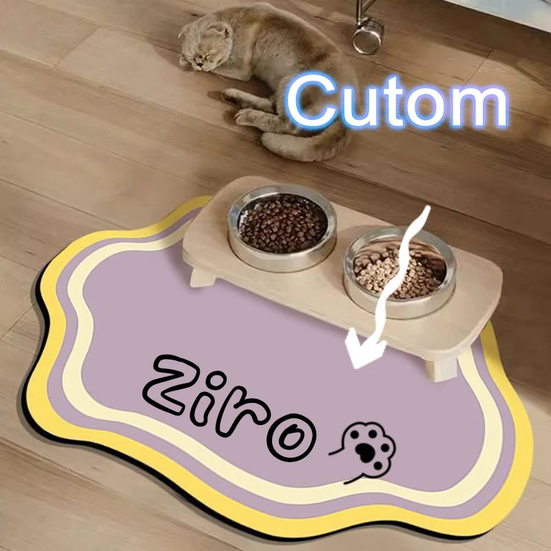 Custom Pet Feeding Mat Cute Shape Dog Diatom Mud Floor Mat Non-Slip Waterproof Home Decoration Dog Feeding Pad