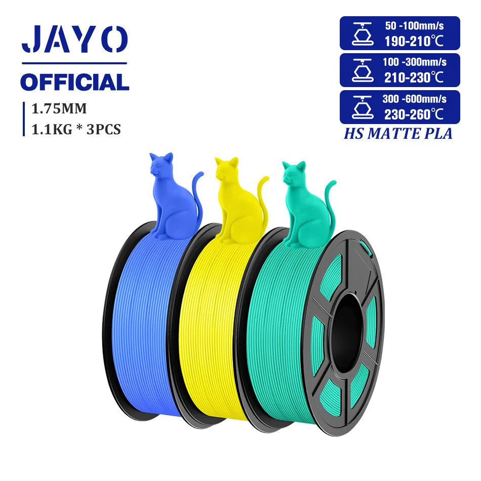 JAYO PLA Classic 1.75mm 3D Filament High Speed Matte PLA Filament For FDM 3D Printers 600mm/s High Speed Printing Materials