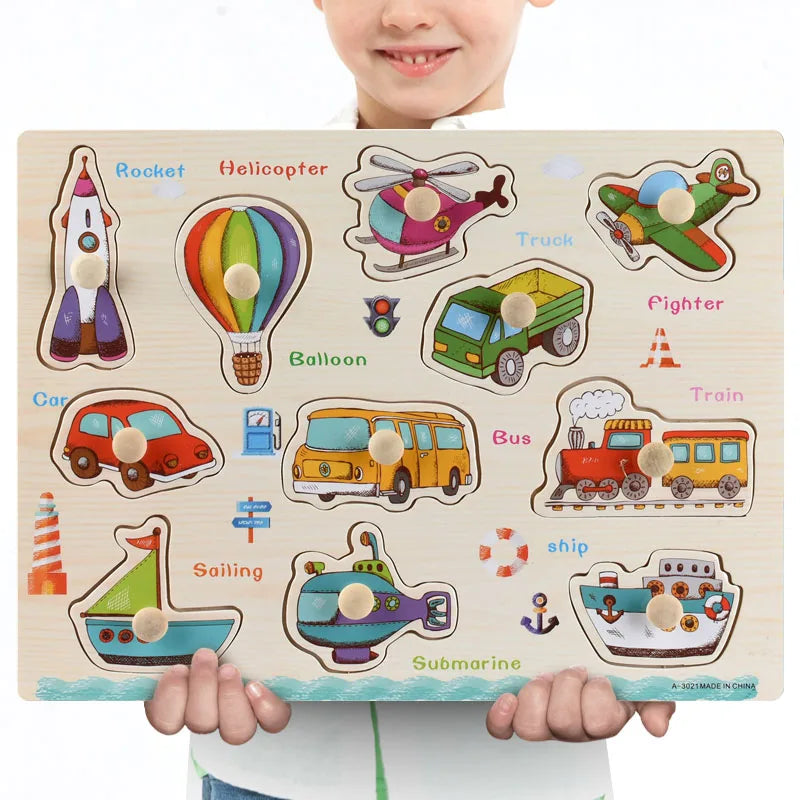 Wooden Puzzle Montessori Toys for Baby 1 2 3 Years Old Kids Alphabet Number Shape Matching Games Children Early Educational Toys