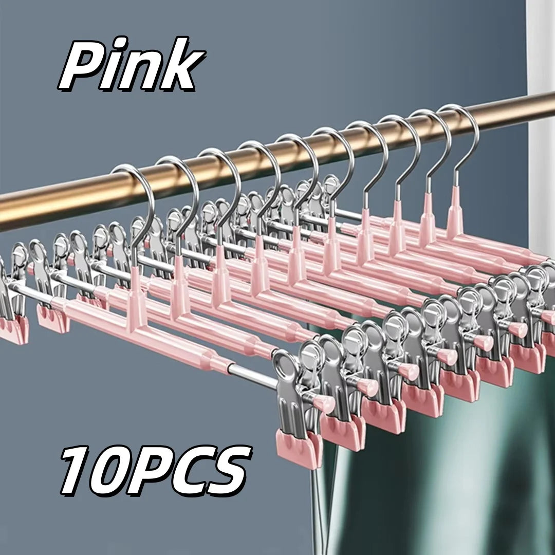 5/10PC Pants Hangers with Clips Multifunctional Adjustable Clip Clothes Rack Non-Slip Trousers Hanger for Jeans Closet Organizer