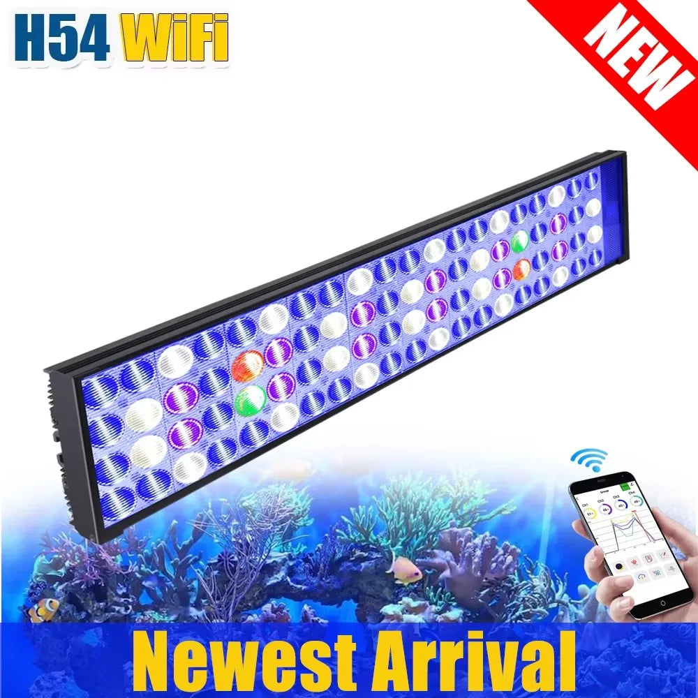 NEW PopBloom WiFi Led Aquarium Light, Full Spectrum Marine Aquarium Lamp For 60-240cm Reef Corals Seawater Led Fish Tank Lights