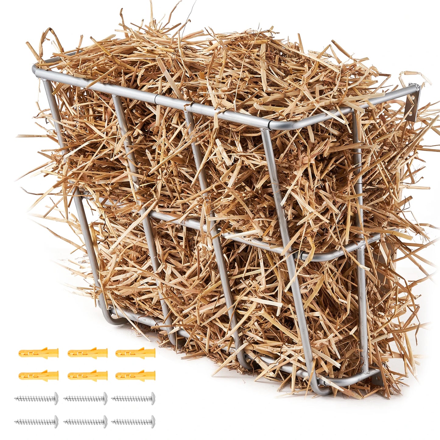 SucceBuy Livestock Hay Feeder Heavy-Duty Steel Goat Hay Rack Multiple Sided Feeding Rack for Sheep Farm Livestock Outdoor Indoor