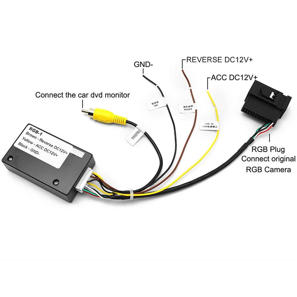 12V Rearview Camera Adapter RGB To AV Backup Camera Converter Reverse Camera Interface for Volkswagen RCD510 RNS510 RNS315