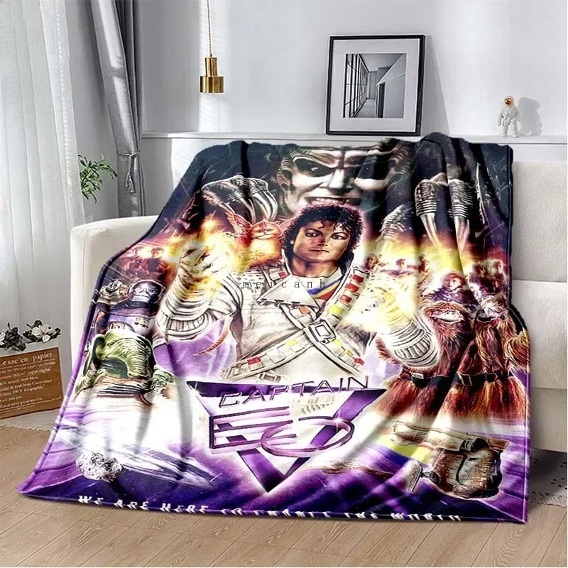 Pop Music Michael J-Jackson Printed Flannel Blanket , Warm  Soft Cozy Blanket Flannel  Livingroom  Home Decor Birthday Gift