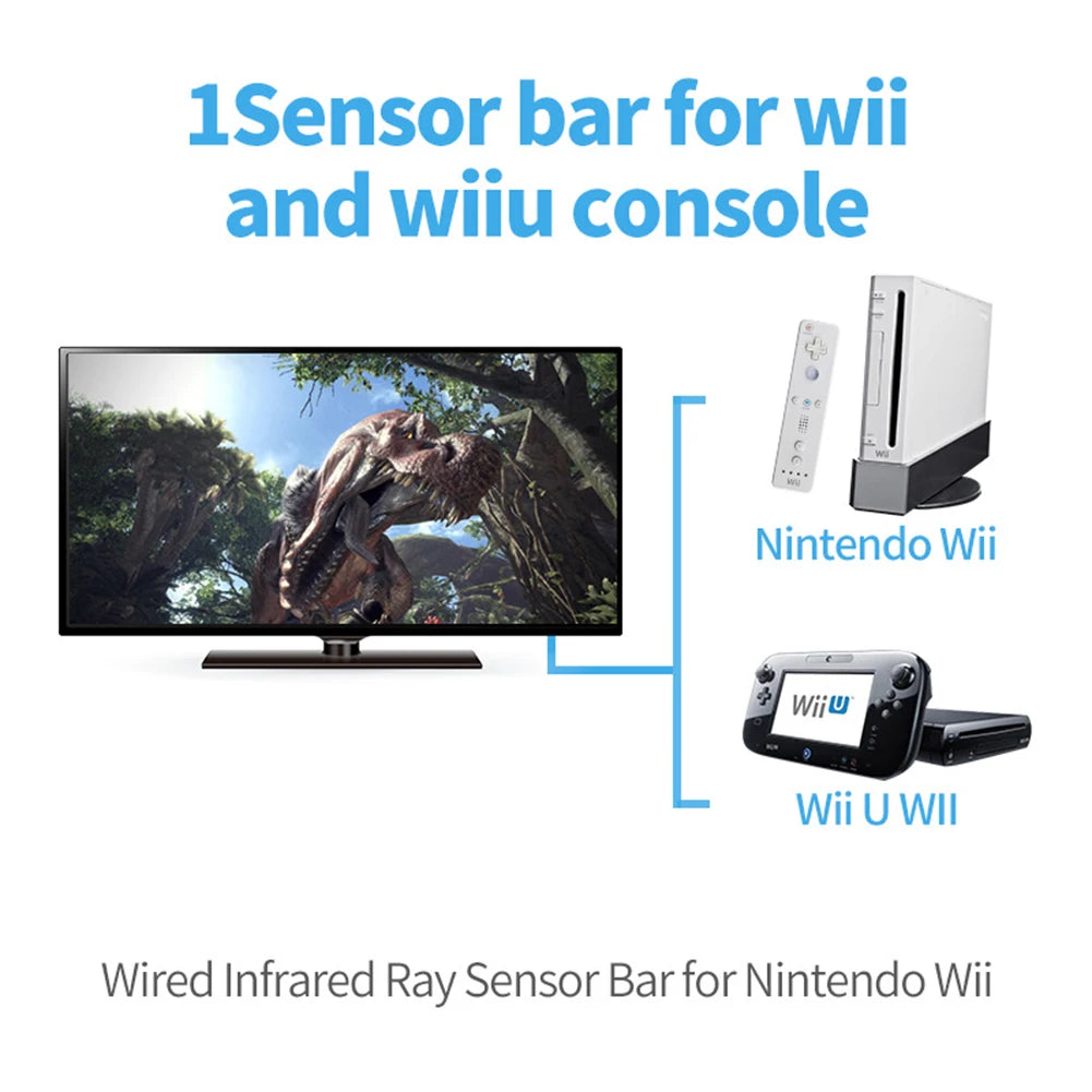 Wired Motion Sensor Receiver with Extension Cord Infrared IR Signal Ray Wired Remote Sensor Bar for  Wii Wii U Console