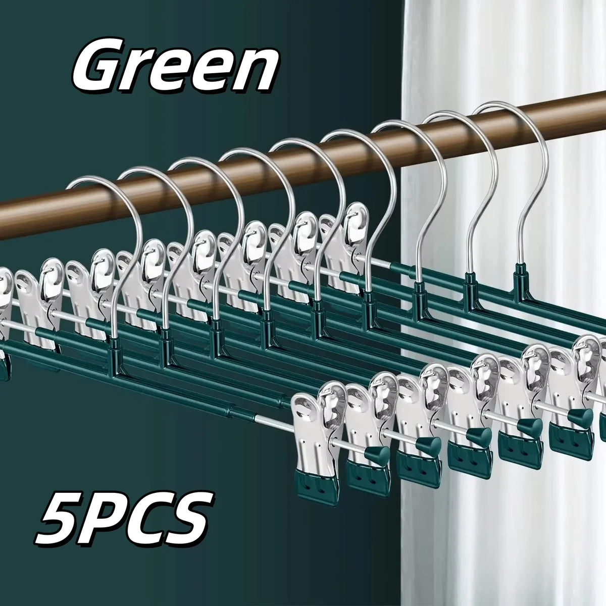 5/10PC Pants Hangers with Clips Multifunctional Adjustable Clip Clothes Rack Non-Slip Trousers Hanger for Jeans Closet Organizer
