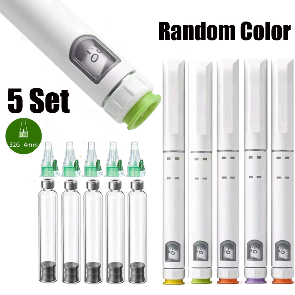 Disposable Sterile Injection Pen Insulin Injection Pen Adjustable Growth Hormone Dose 60U with 3ml Cartridges & 32G 4mm Pen Tip