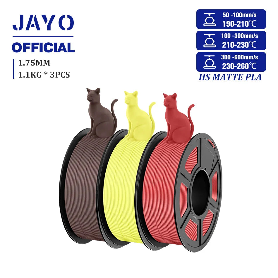 JAYO PLA Classic 1.75mm 3D Filament High Speed Matte PLA Filament For FDM 3D Printers 600mm/s High Speed Printing Materials