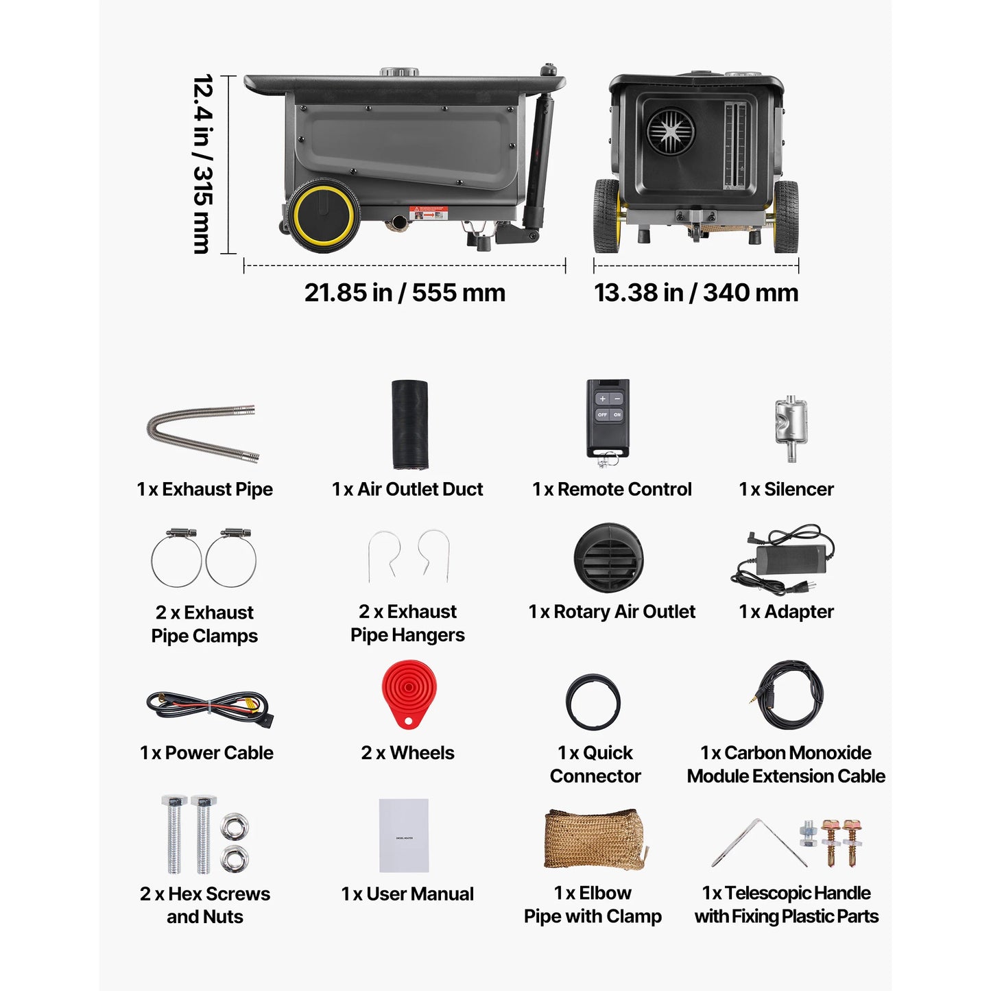 SucceBuy Diesel Heater 8KW DC 12V 24V All In One Portable With Bluetooth APP Control Remote LCD Screen For Vehicles Vans RVs Cam