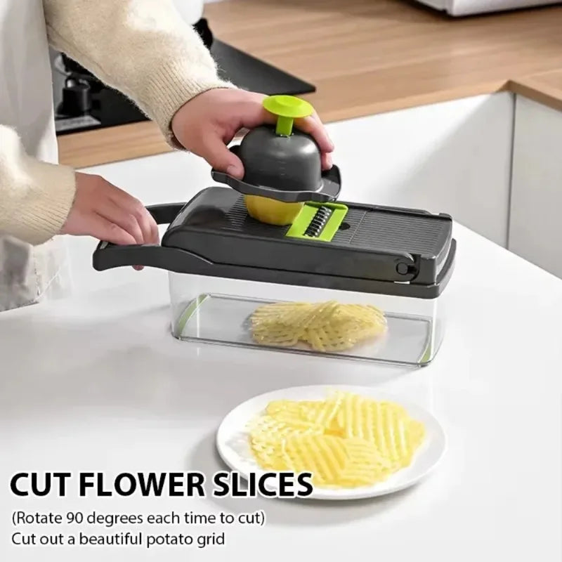 2026 Hot Selling Items 16 in 1 Handheld Slicers Dicers Graters, Multifunctional Vegetable Chopper Kitchen Food Tool With