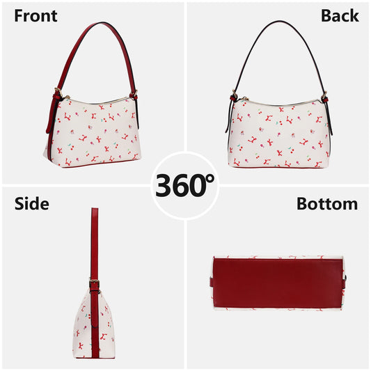 Shoulder Bag for Women Bow Hobo Bag PU Leather Removable Strap Satchel Purse Tote Bag for Work Tavel