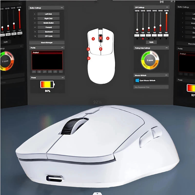 New M348 Superlight Mouse Bluetooth 2.4G Wireless Gaming Mouse Flagship Chip Gaming Sensor 6 Adjustable DPI for Office Game