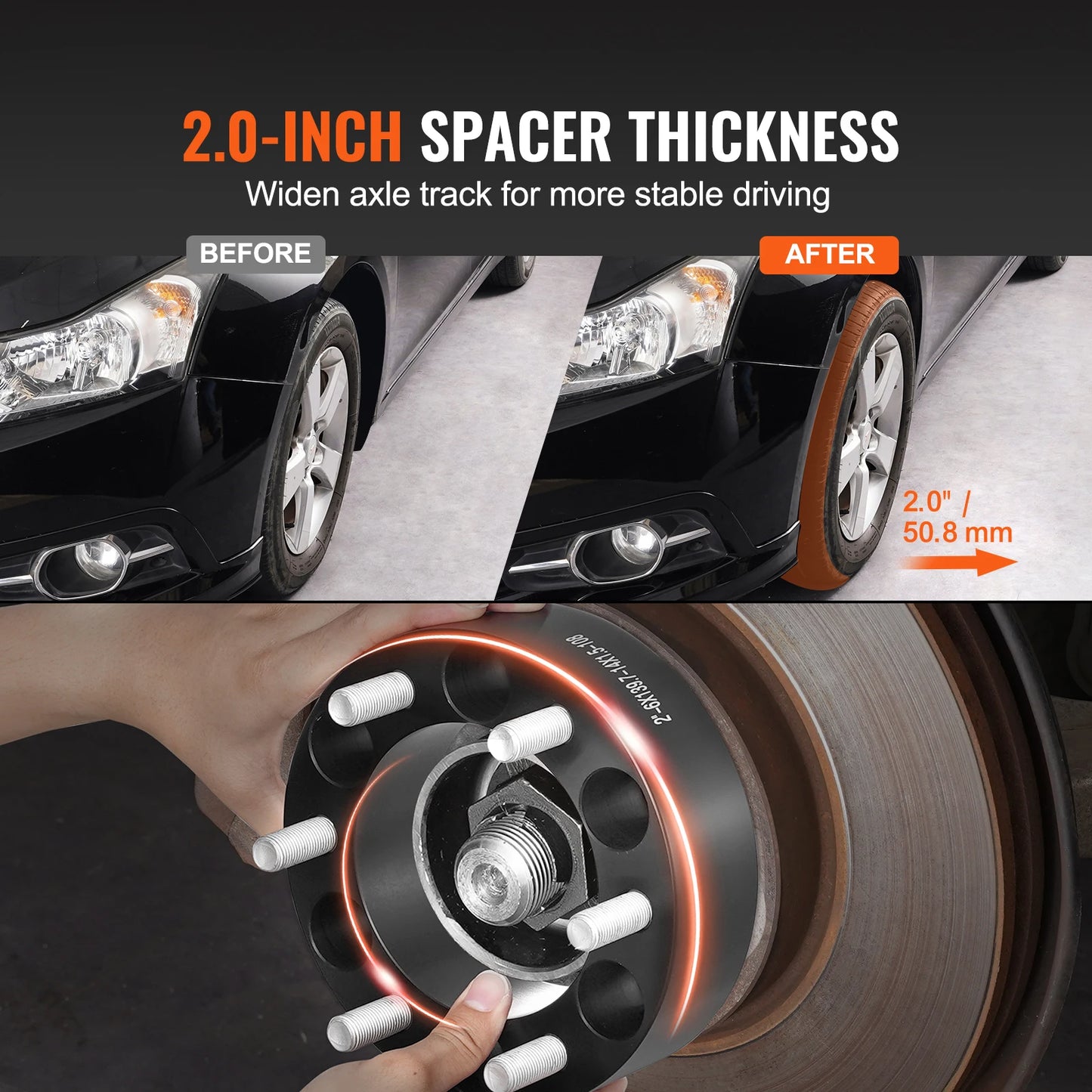 SucceBuy Wheel Spacers 8"x6.5" Wheel Adapters 8 Lug Forged Spacer 9/16"-18 Studs Spacers for Ford F250 F350 DodgeRam 2500 3500