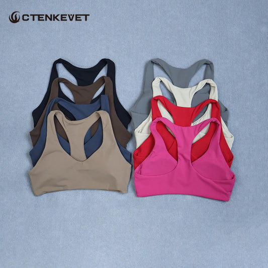 Summer Halter Neck Padded Sports Yoga Bra for Women Shock Absorption Support Backless Crop Top for Outdoor Running And Gym