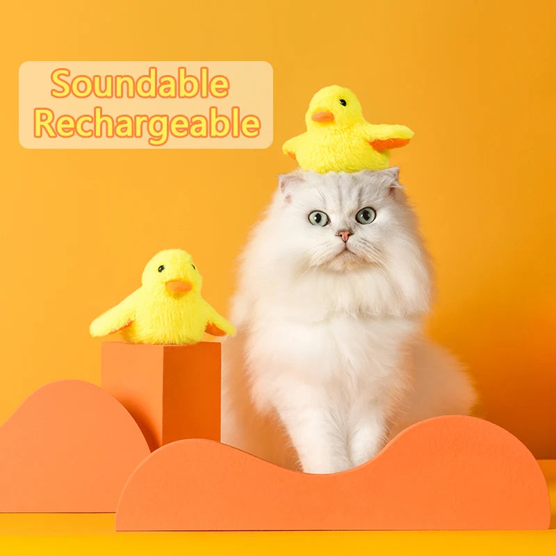 Smart Flapping Duck Cat Toys Interactive Electric Bird Toys Washable Cat Plush Toys with Vibration Sensor Cats Game Toys Kitten
