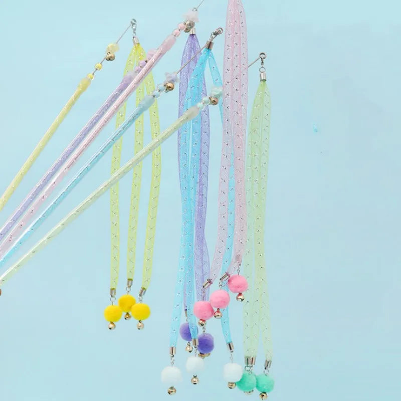 Cat Toy Wool Ball String Toys for Cats Teaser Stick Steel Wire Cat Toys Interactive Bite Resistant Ball Funny Cats Toy with Bell